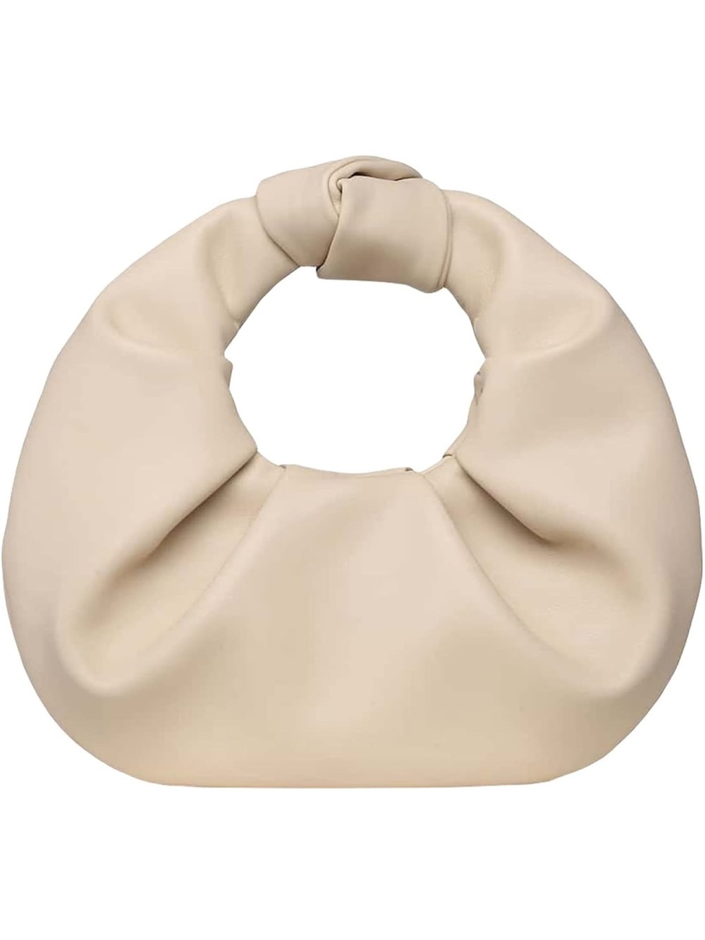 Faux Leather Knot Bag in Cream